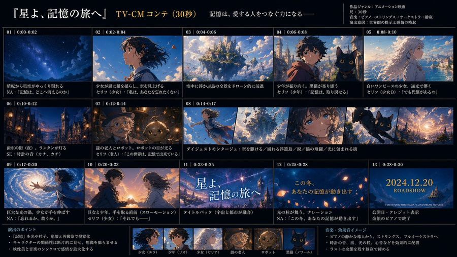 Anime TV CM Storyboard Sheet