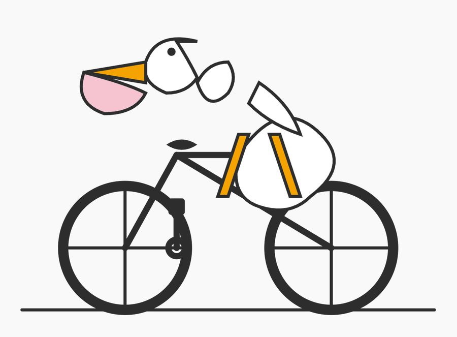 Pelicano Minimalista Andando de Bicicleta