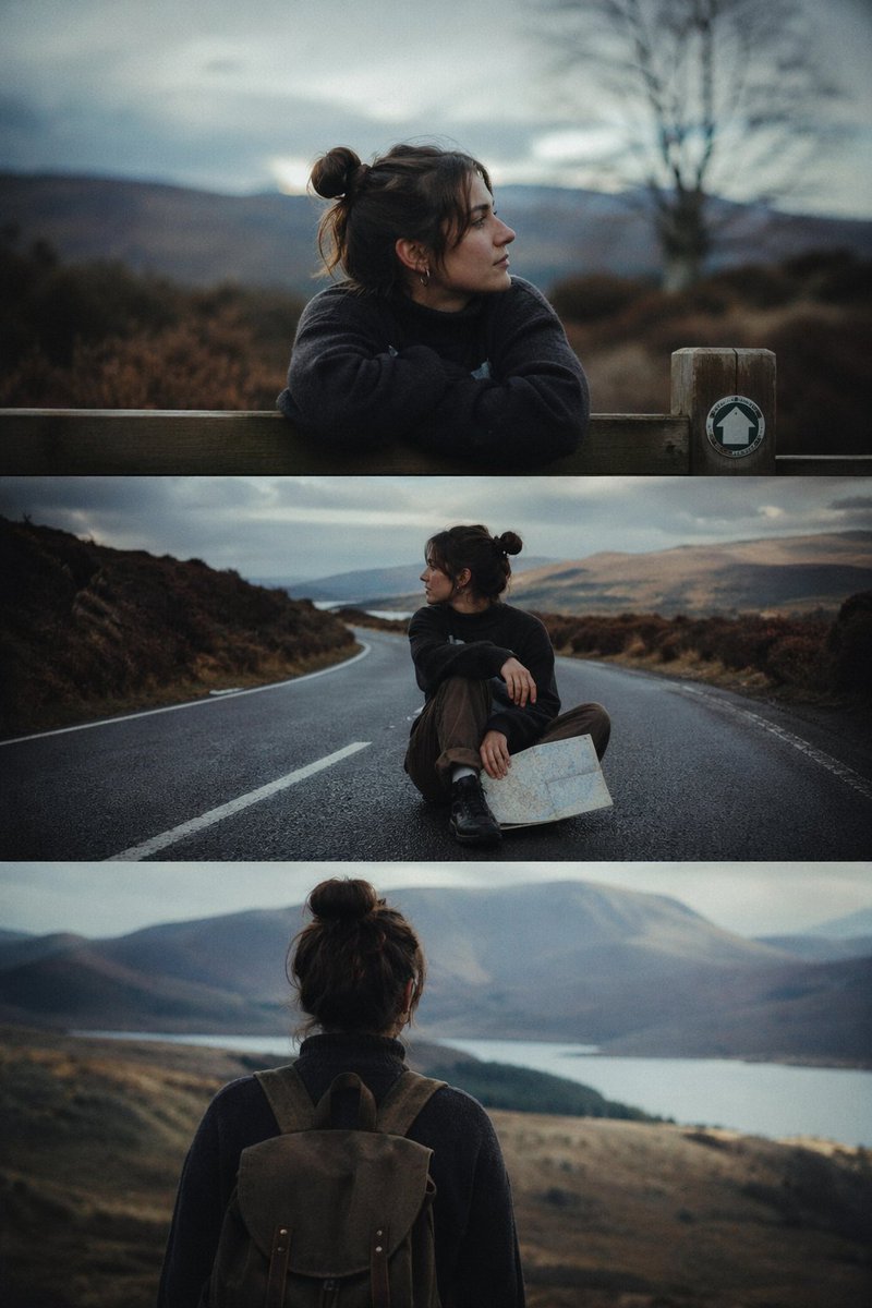 ภาพนิ่งแนว Cinematic 3 เฟรม สำหรับการท่องเที่ยวคนเดียว