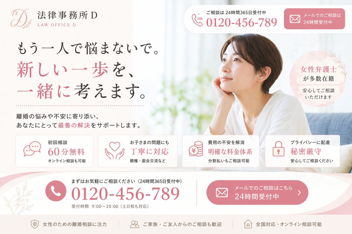 Hero de LP de Ley de Divorcio Japonesa Elegante