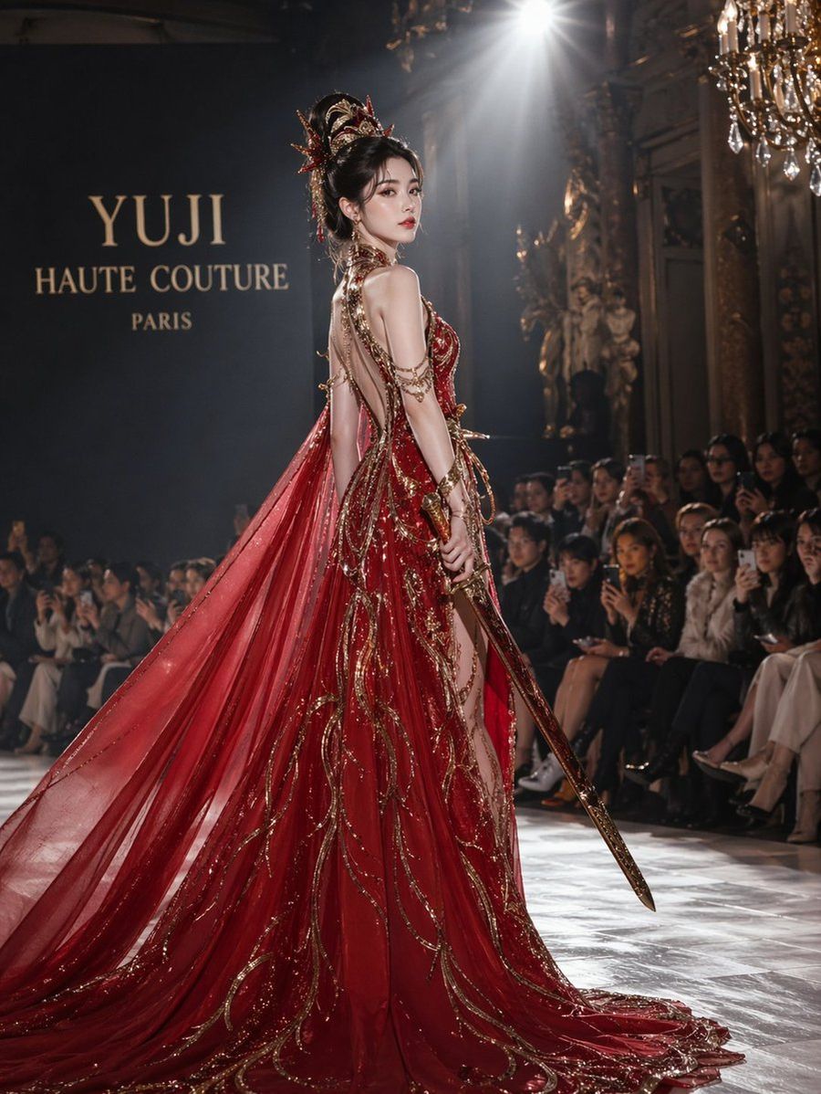 ハイファッションのドレスショー用プロンプト