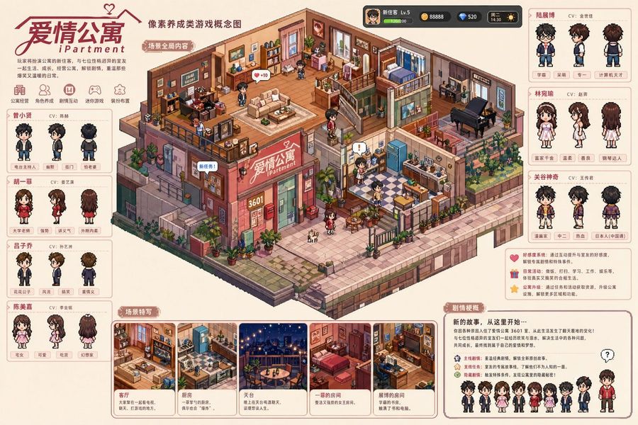 ピクセルアートゲームのコンセプトプロンプト