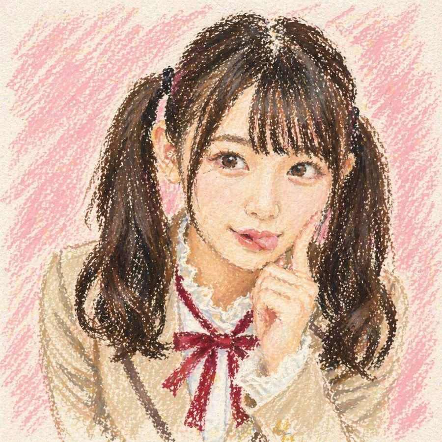 Retrato de colegial fofa em pastel a óleo