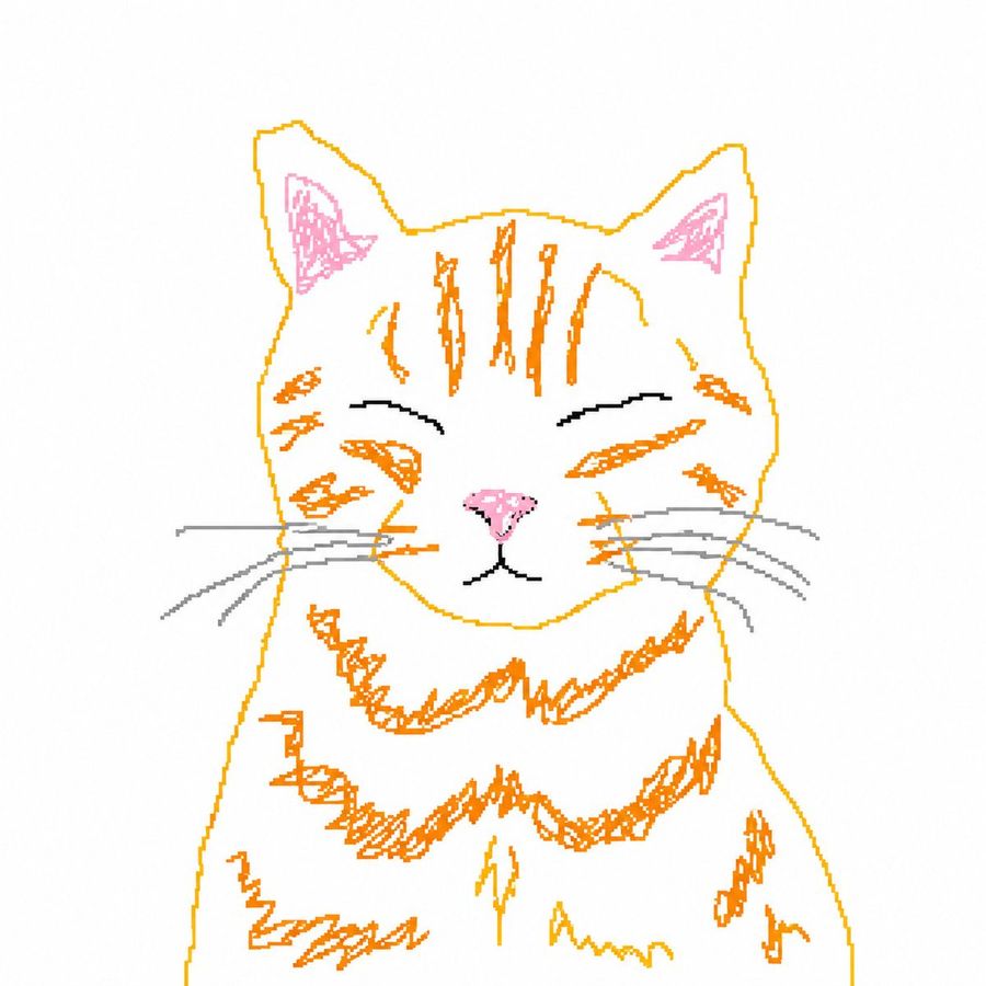 マウスで描いたようなラフなキジトラ猫