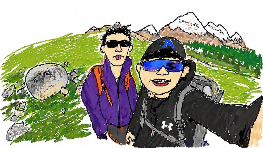하이킹 사진을 크레용 스케치로 변환