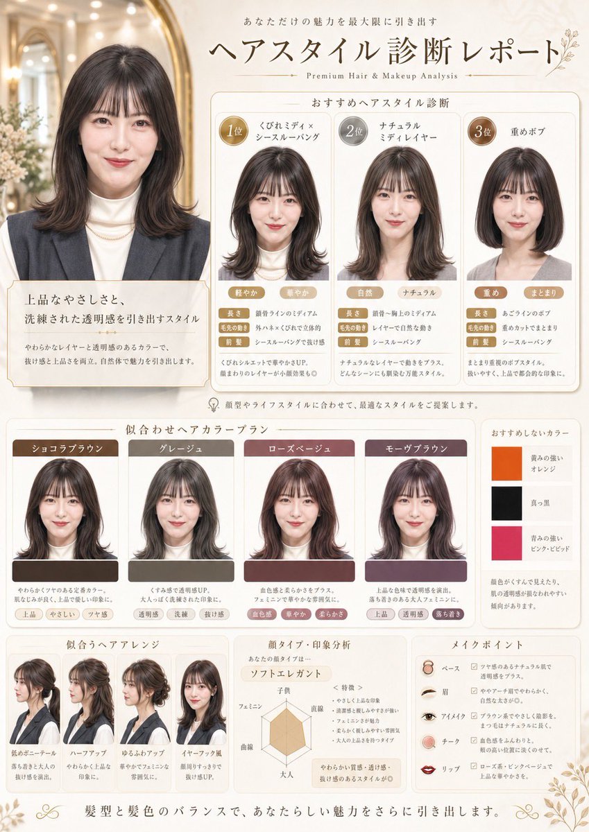 Póster de diagnóstico capilar estilo salón japonés