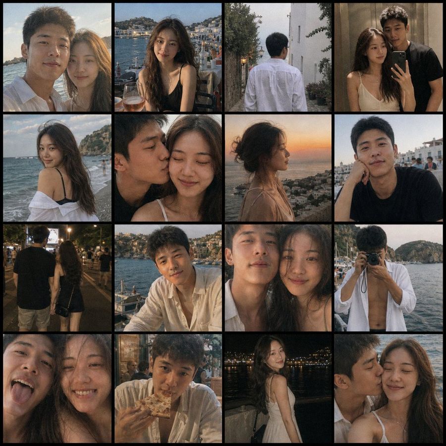 Lưới ảnh album du lịch cặp đôi lãng mạn