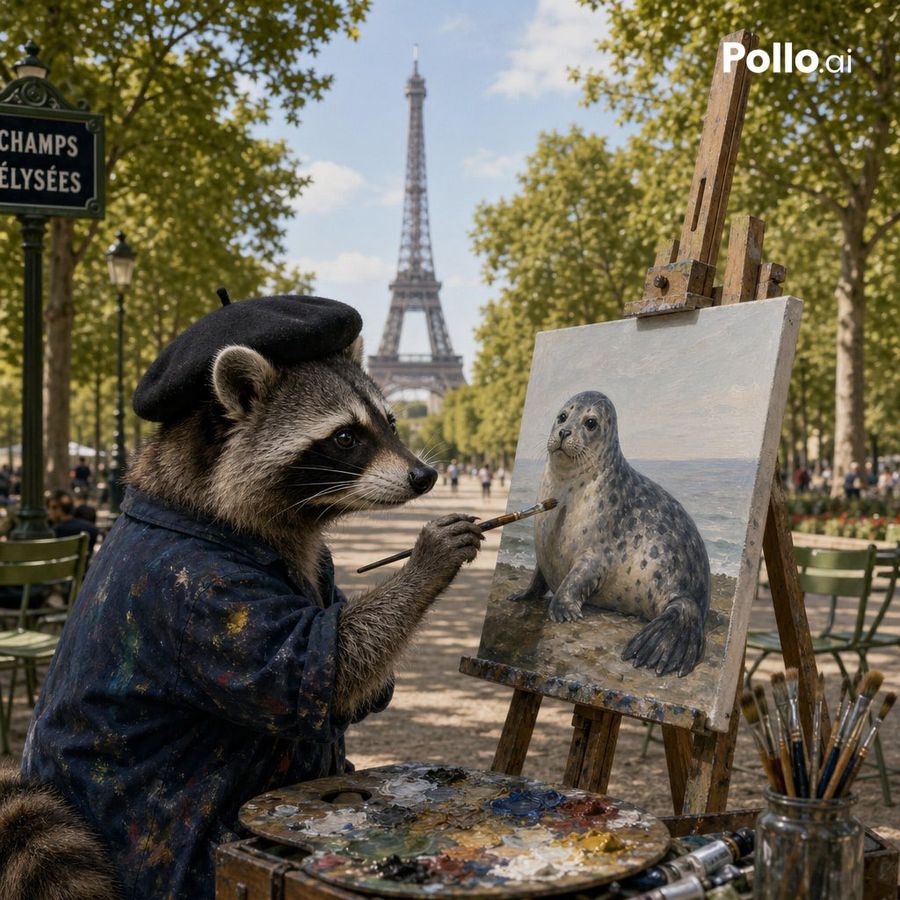 Paris'te Fotogerçekçi Rakun Ressam