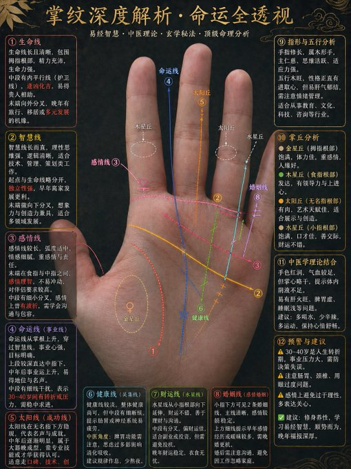 Infografía de análisis de quiromancia tradicional