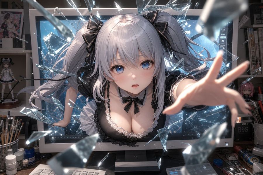 Monitörden Dışarı Çıkan Anime Kızı