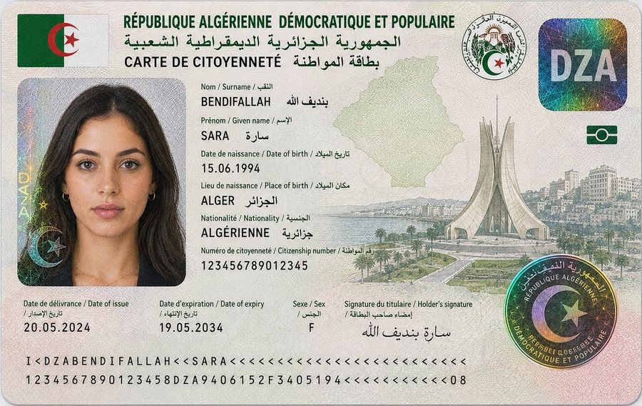 Mockup de Carteira de Identidade Argelina