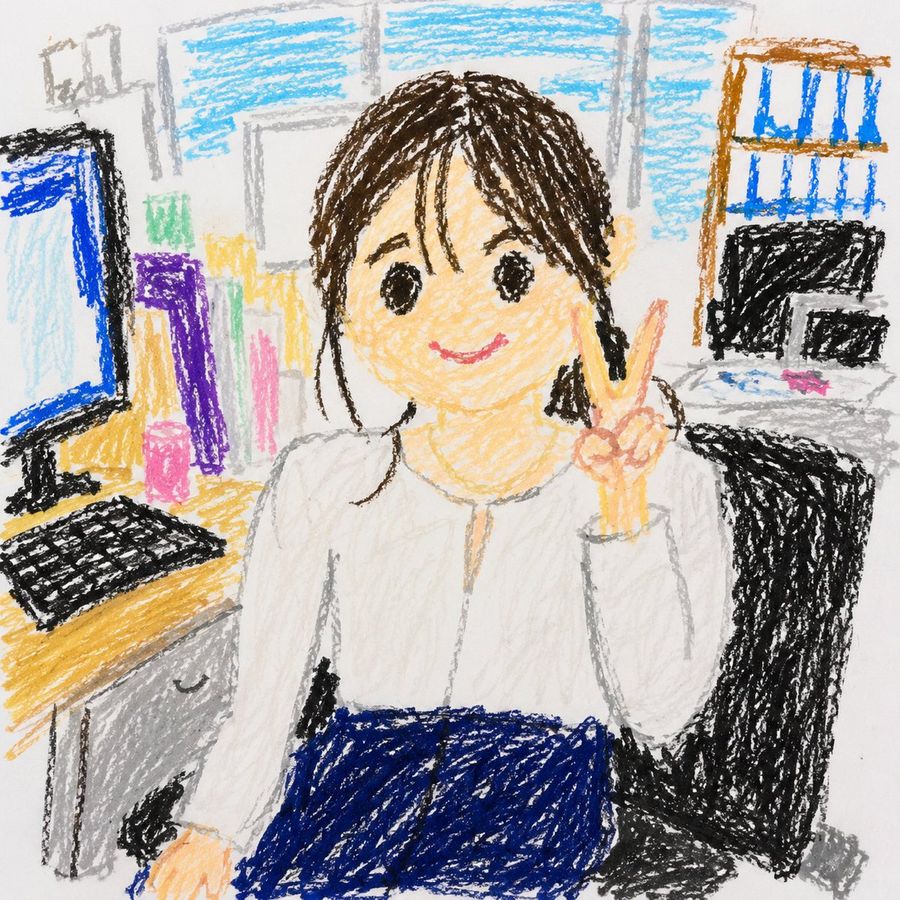 Selfie de escritório em estilo de desenho infantil