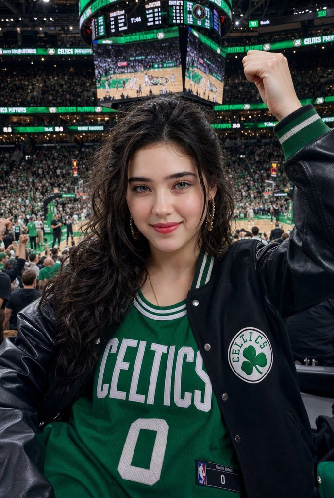 NBA 경기장에서 응원하는 셀틱스 팬