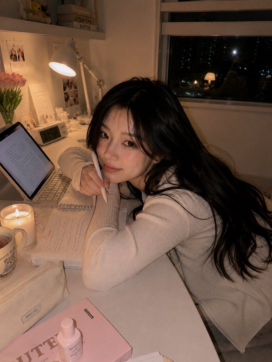 温馨书房夜间肖像