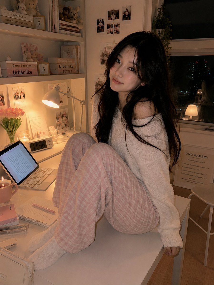 温馨书房夜间肖像
