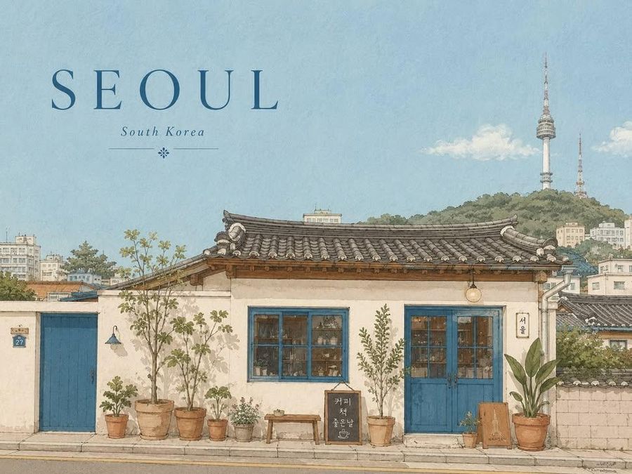 Pôster de Viagem de Cidade em Aquarela