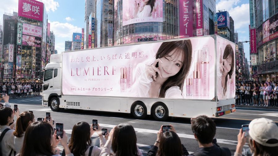 Camión publicitario de cosméticos japonés