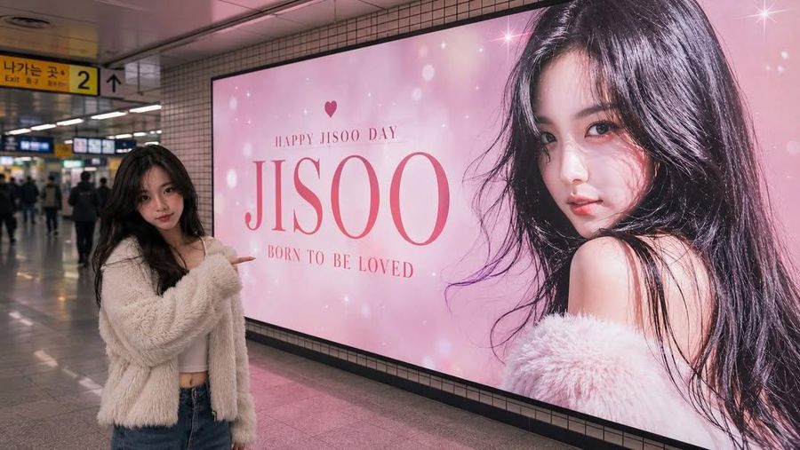 Valla publicitaria de apoyo de fans en el metro de Seúl