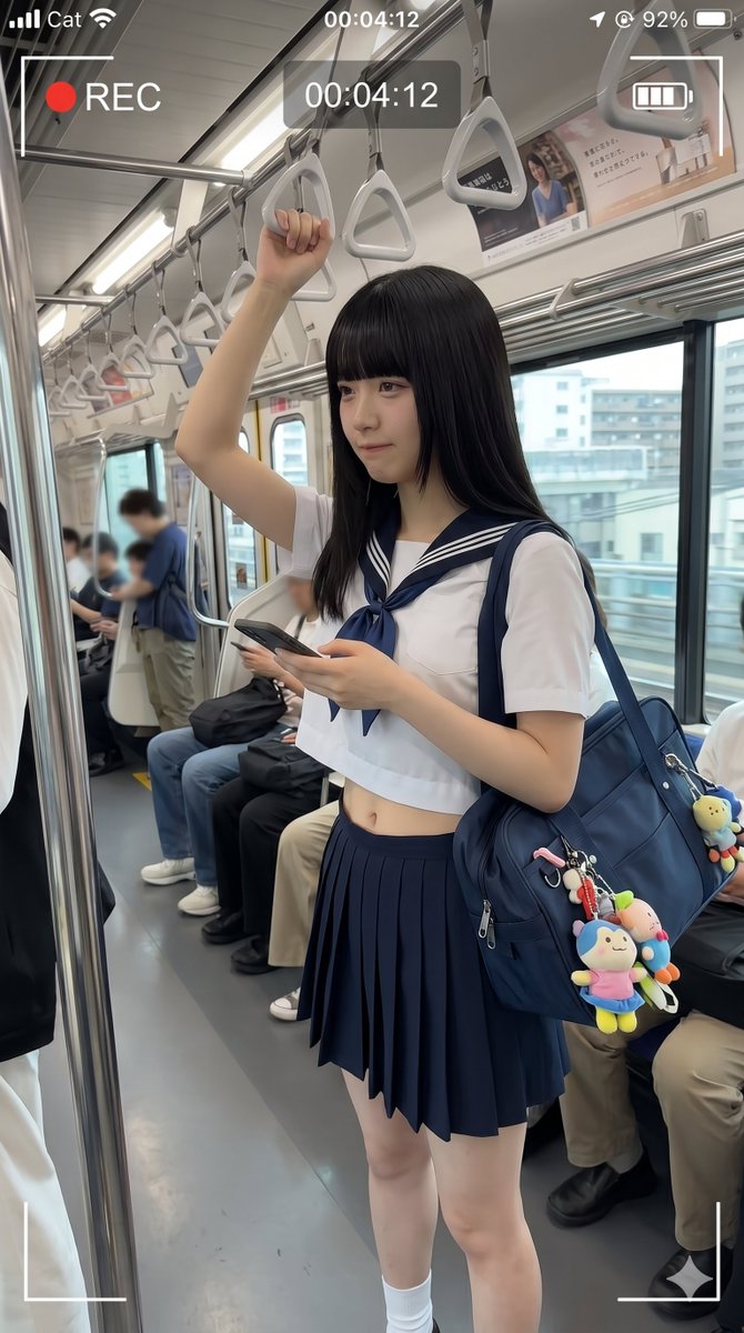 日本電車女高中生手機錄影畫面