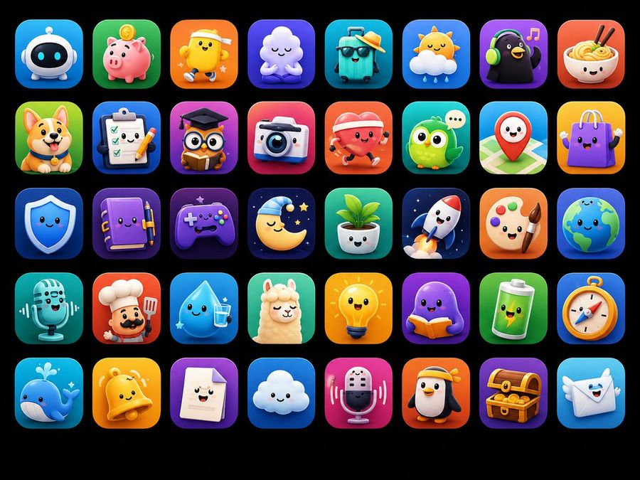 可愛 3D App 吉祥物圖示網格