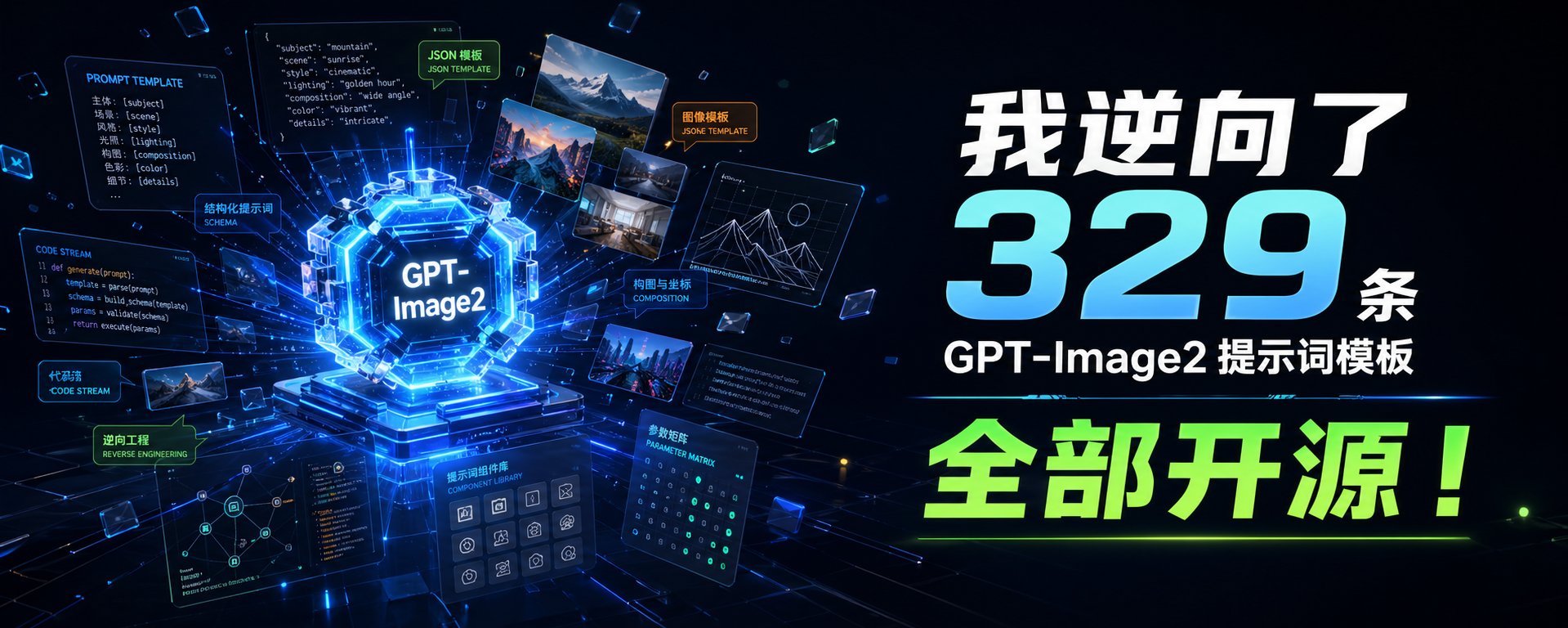 我逆向工程了 329 个 GPT-Image 2 提示词模板，并将其全部开源！