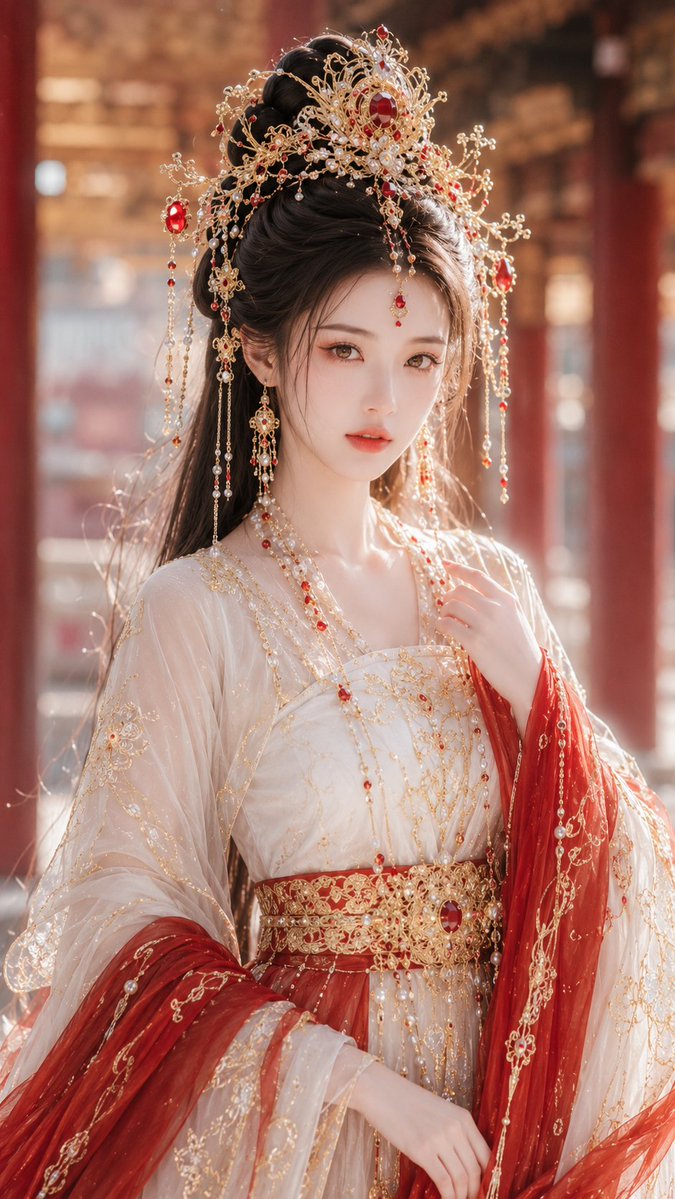 古風奇幻紅金人像