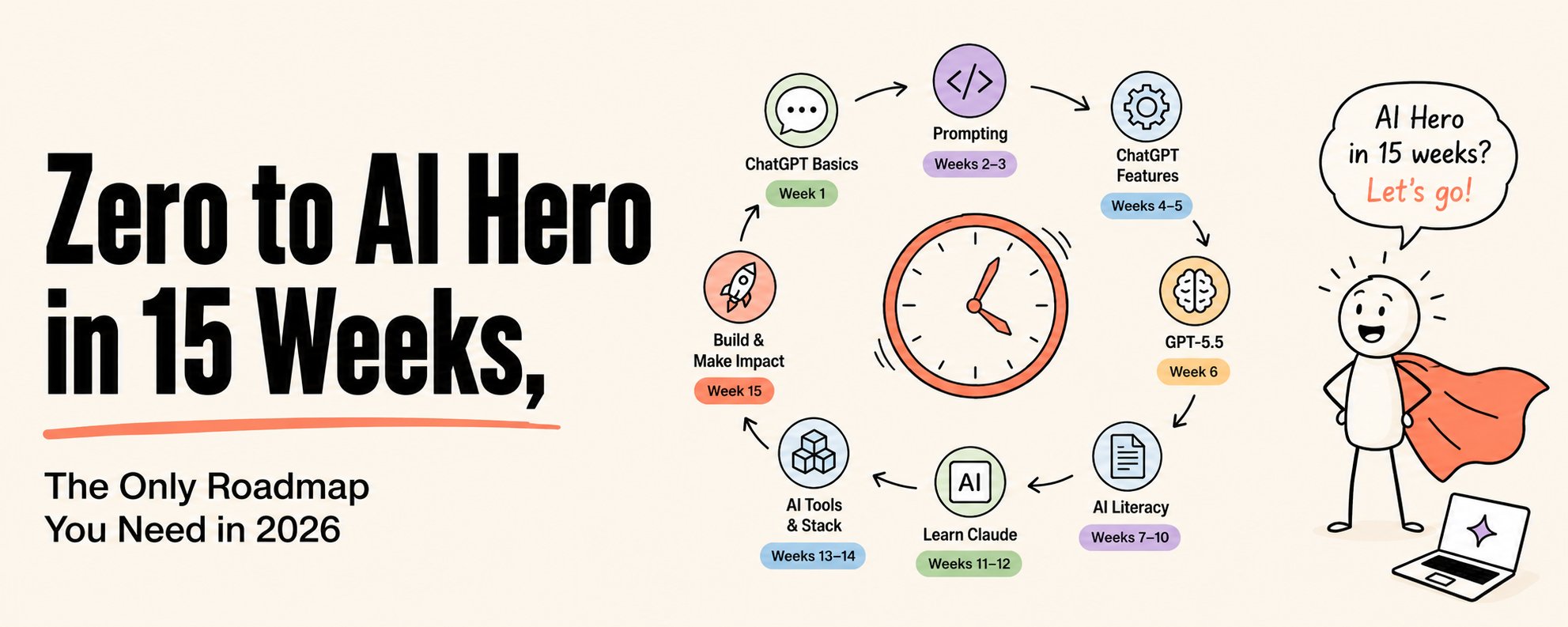 จากศูนย์สู่เซียน AI ใน 15 สัปดาห์ — โรดแมปเดียวที่คุณต้องมีในปี 2026