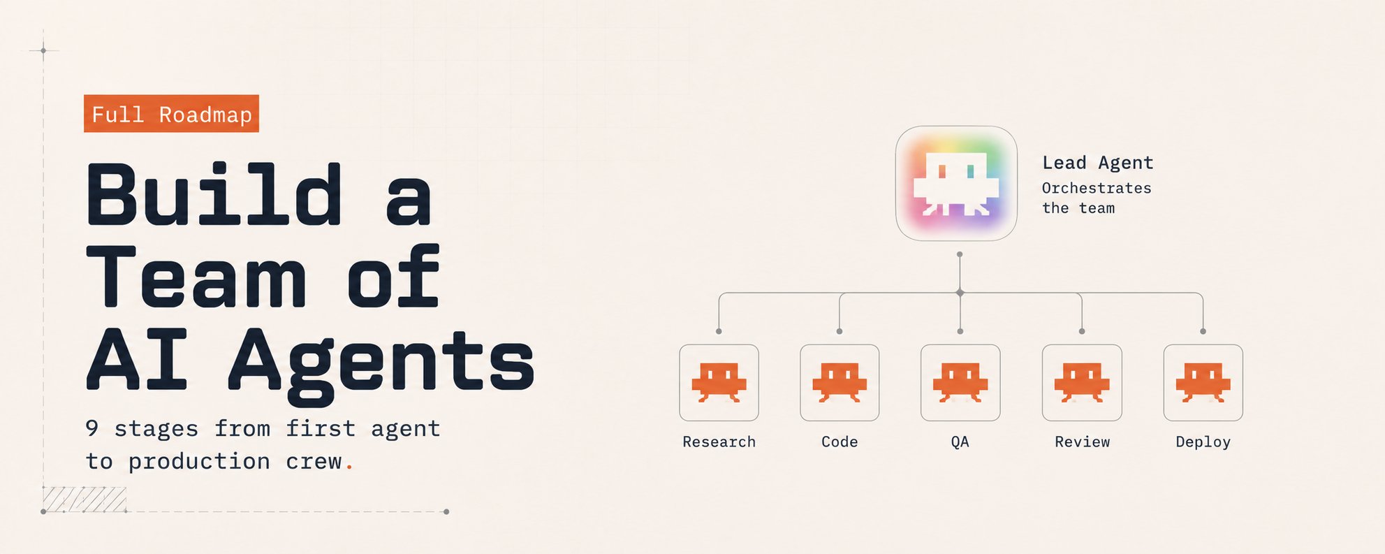 How to build a team of AI agents: 9 stages from first agent to production crew.