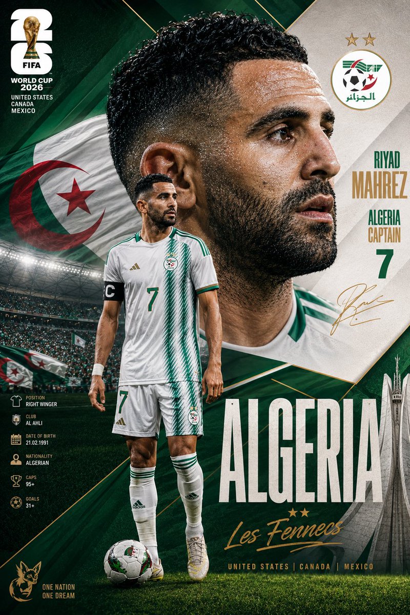 Pôster do Capitão da Argélia para a Copa do Mundo