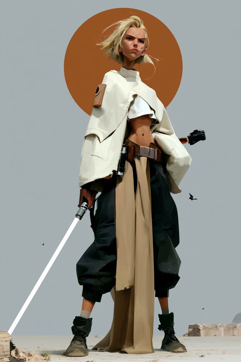 未來感女性絕地武士沙漠肖像