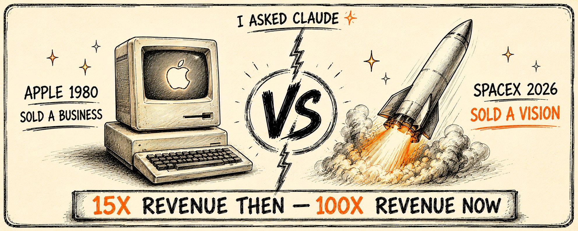 Claude に聞いてみた：Apple（1980 年）と SpaceX（2026 年）、より強力に「未来」を売った IPO はどちらか