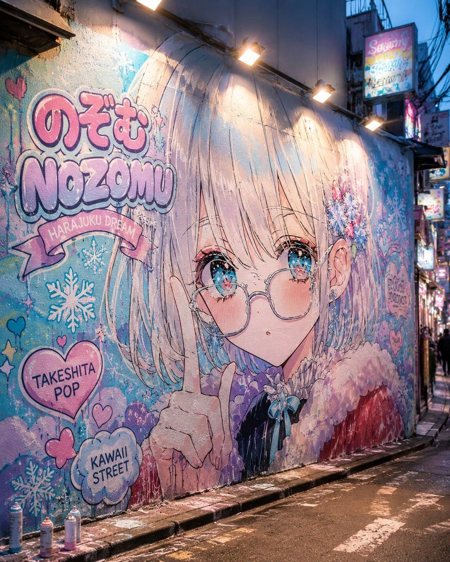Murales graffiti Kawaii di Harajuku