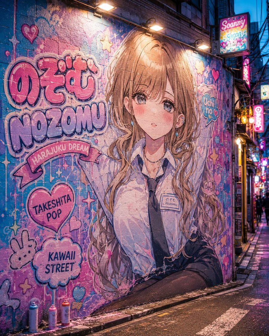 Murales graffiti Kawaii di Harajuku