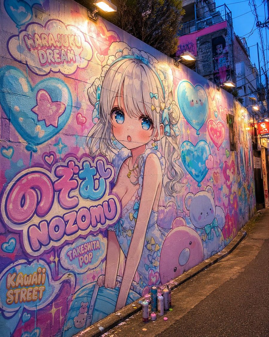 Murales graffiti Kawaii di Harajuku