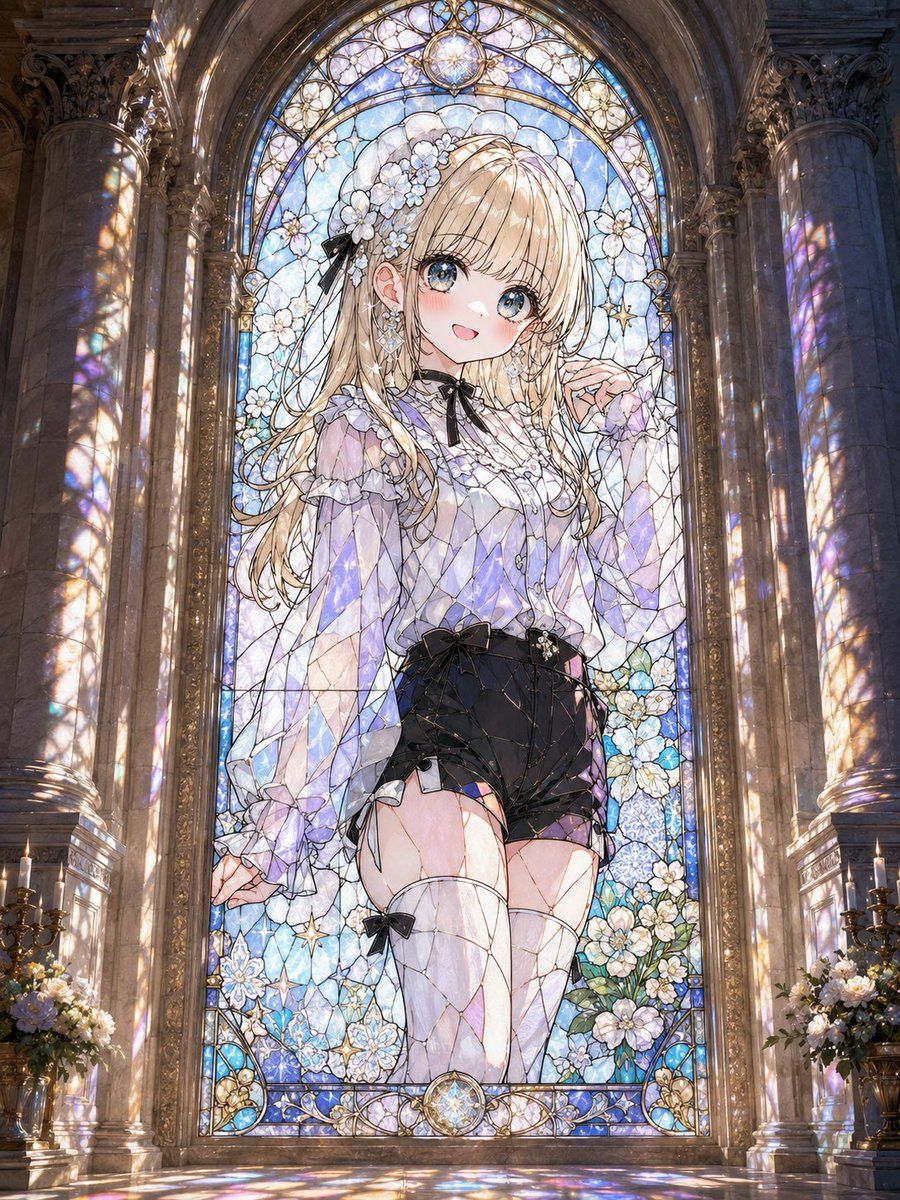 アニメ少女のステンドグラスチャペル