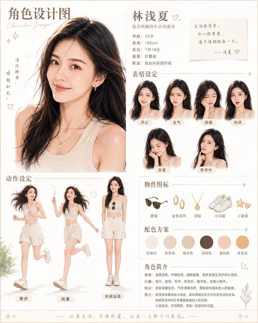 温和风格中式角色设计海报