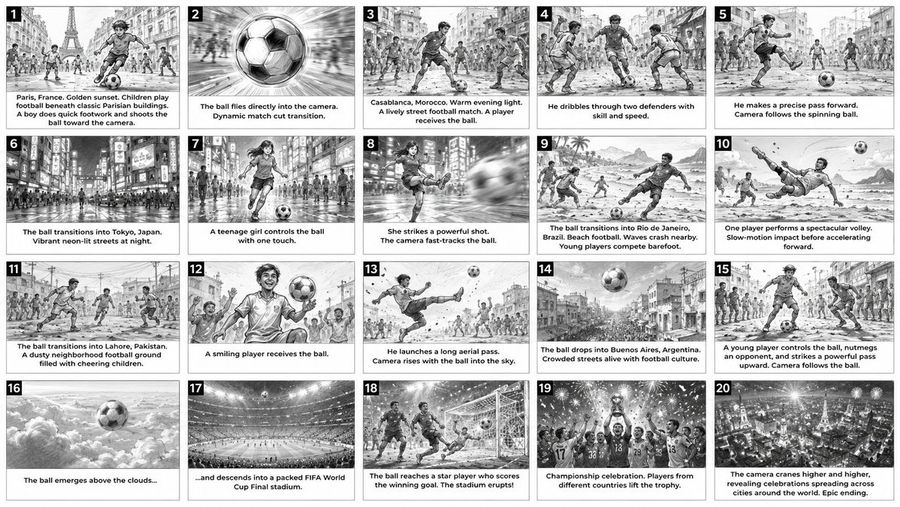 Global Football Commercial Storyboard
