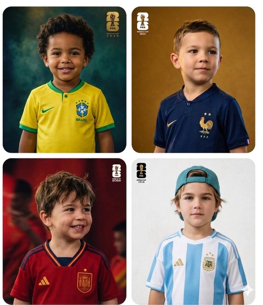 Retratos de niños para la Copa Mundial de Fútbol