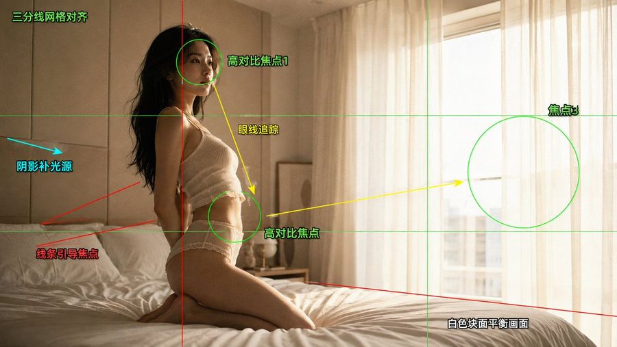 Análise de Composição de Fotografia Editorial de Moda Cinematográfica