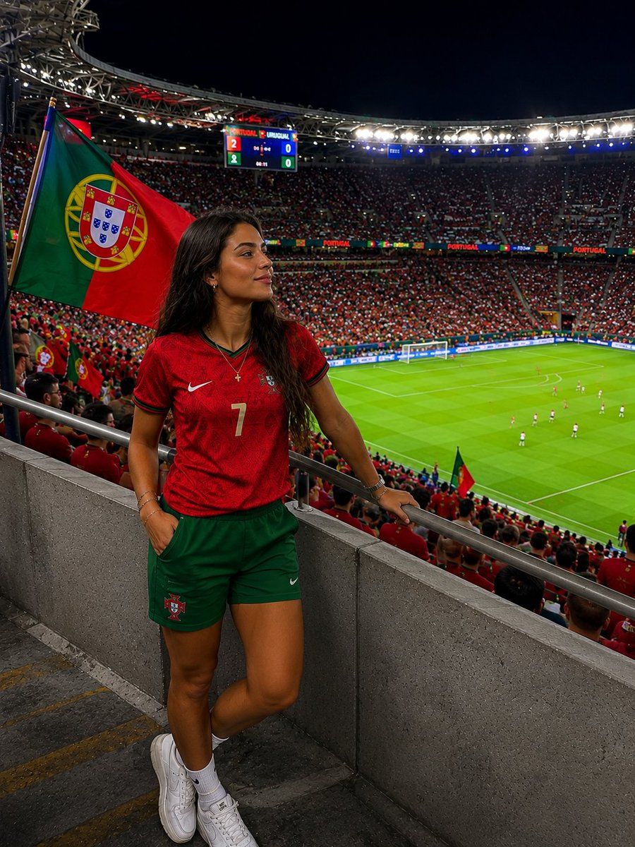 Retrato de torcedor de futebol de Portugal no estádio