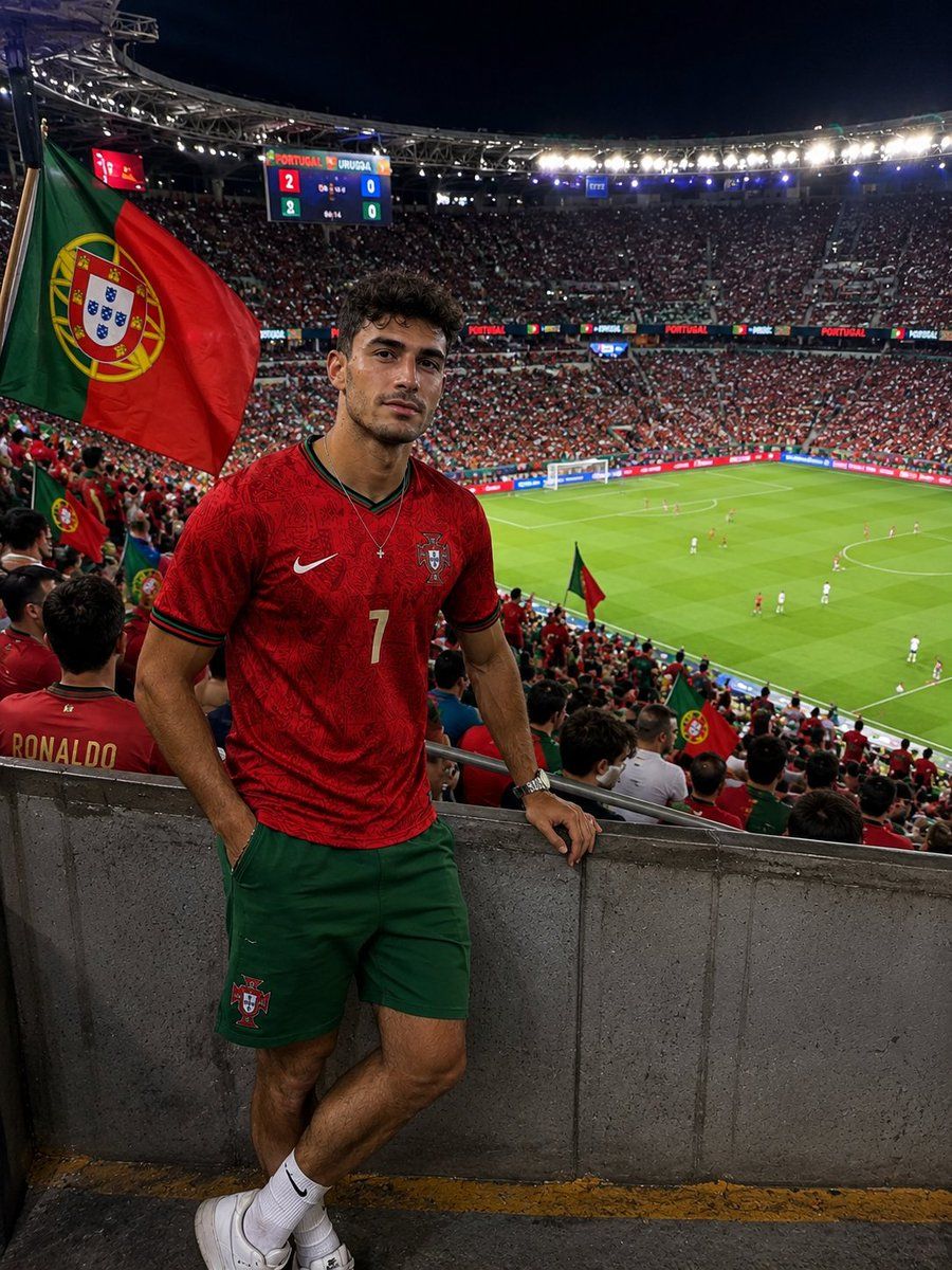 Retrato de torcedor de futebol de Portugal no estádio