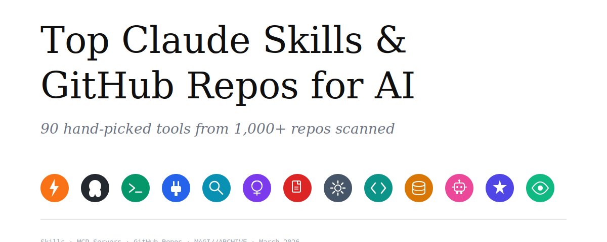 50 個頂尖 Claude 技能與 GitHub 儲存庫 — 你唯一需要的 AI 清單。
