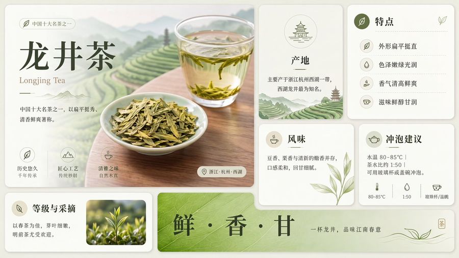 Longjing Çayı İnfografik Poster