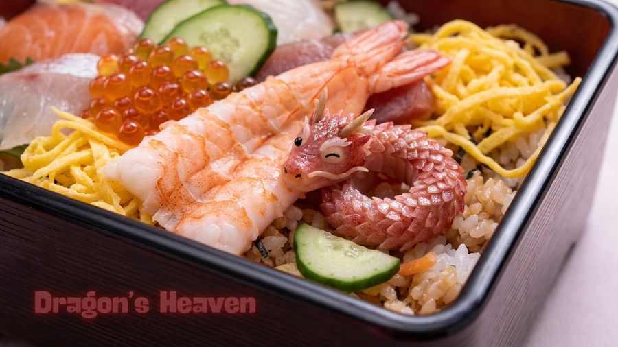 Drago scioccato apre un chirashi sushi