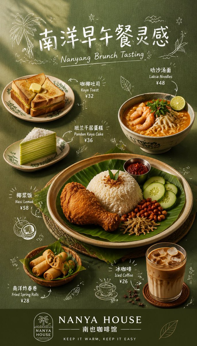 南洋ブランチ 手書き風メニューポスター