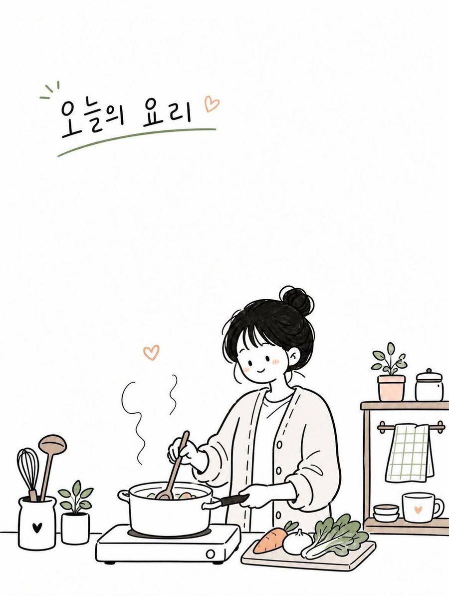 Illustrazione editoriale in stile doodle coreano