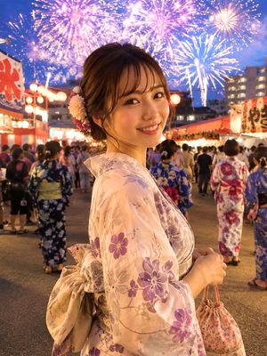 写实风格日本烟花祭人像 - 1
