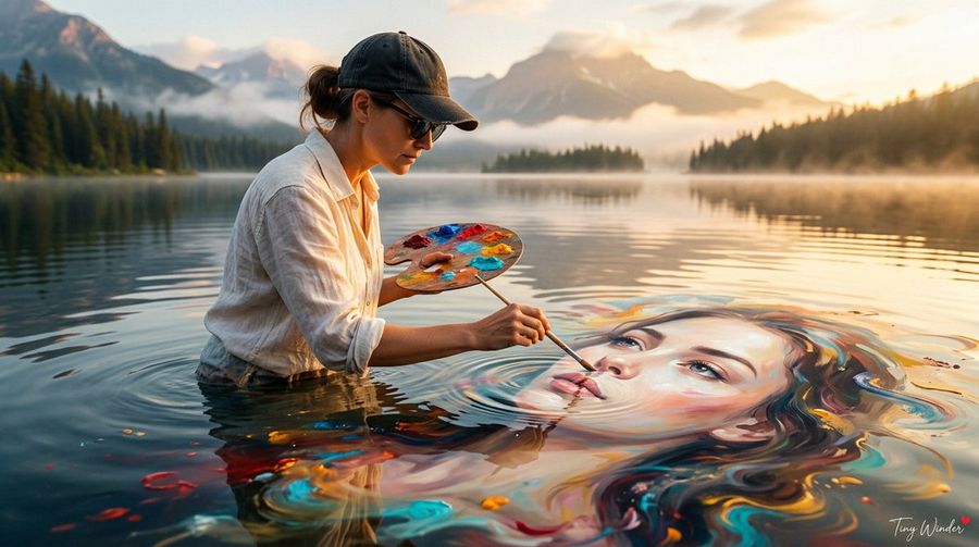 Retrato de Fantasia Surreal em Fine Art no Lago