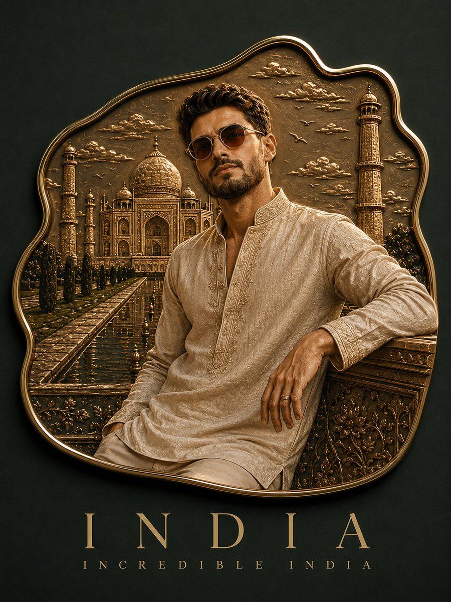 Luxury India enamel souvenir magnet portrait prompt preview