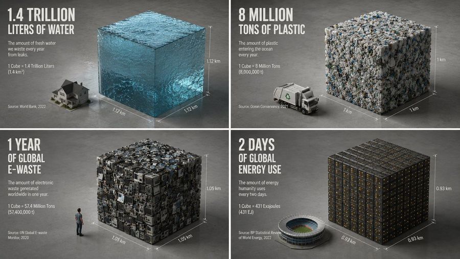 Cubo de física de datos isométrico minimalista
